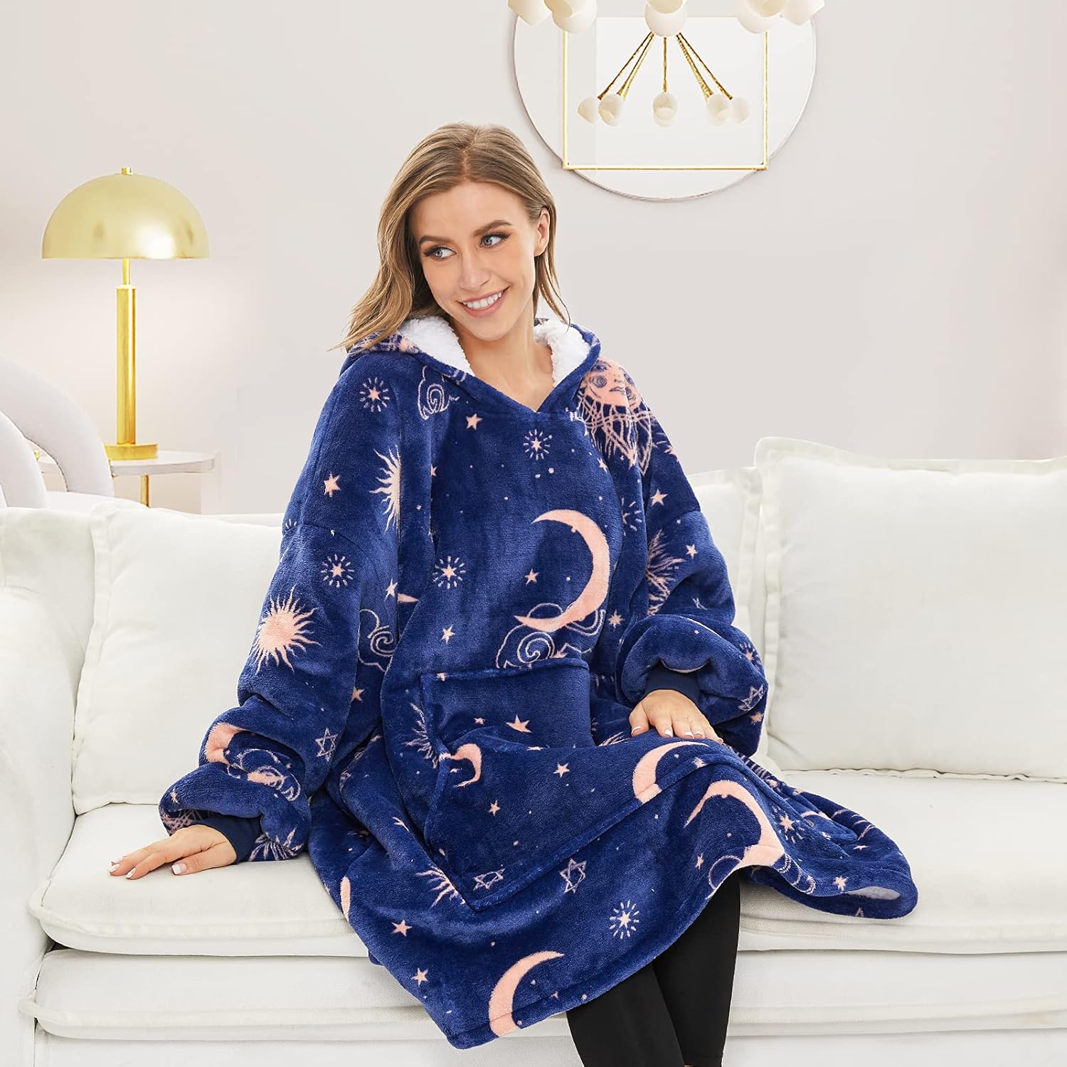 THREE POODLE Wearable Blanket Hoodie for Women, Oversized Sherpa Sweatshirt Blanket for Adults Men, Cozy Hooded Blankets, Gifts for Teen Girls Women Mom Sister - Image 7