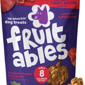 Fruitables Baked Dog Treats, Healthy Pumpkin Treat for Dogs, Low Calorie & Delicious, Free of Wheat, Corn and Soy, Made in the USA, Apple and Crispy Bacon Flavor, 12oz