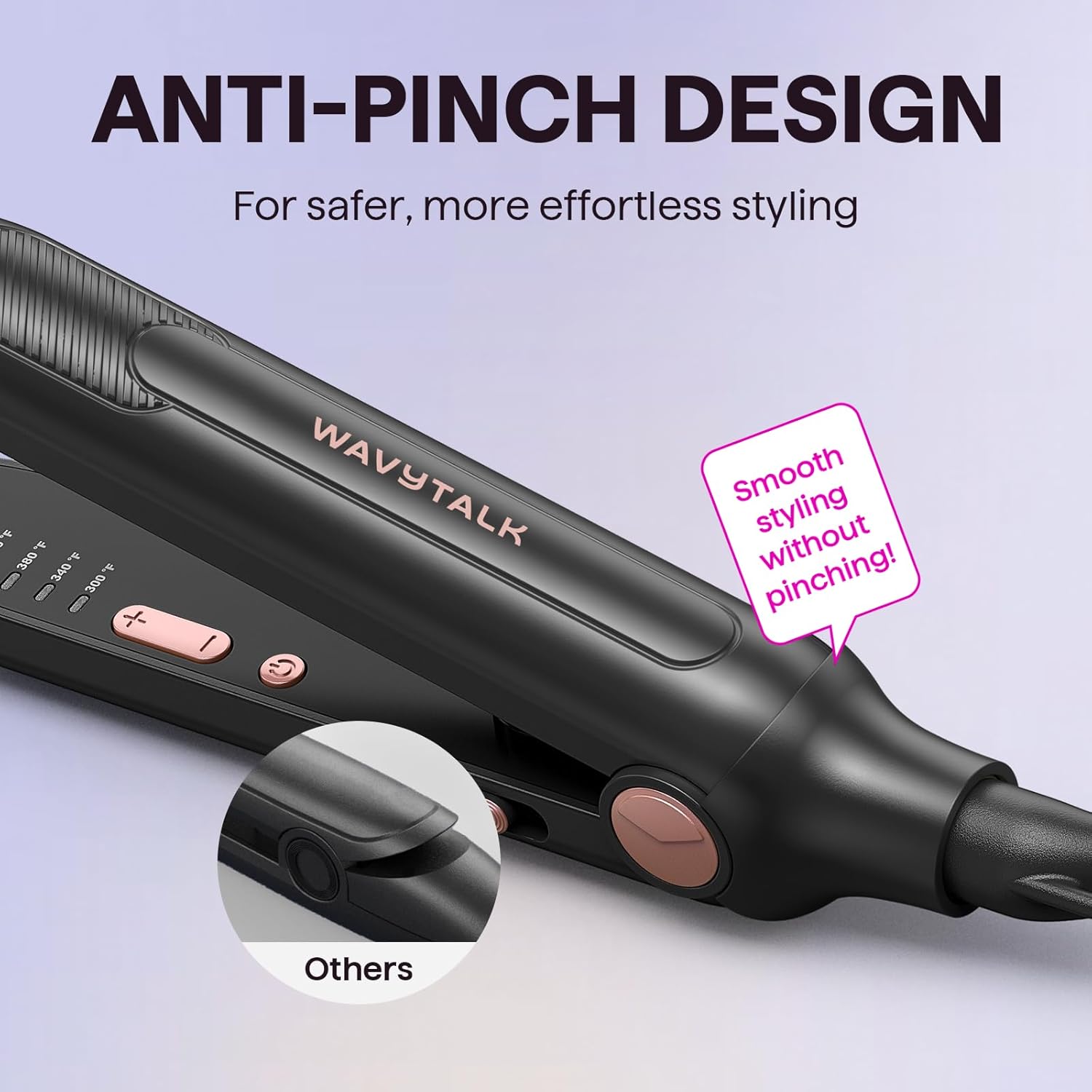 Wavytalk 3/10" Small Flat Iron, Pencil Flat Iron for Short Hair, Pixie Cut and Bangs, Curling Iron for Short Hair, Mini Hair Straightener for Edges with Anti-Pinch Design, Tiny Hair Straightener - Image 4