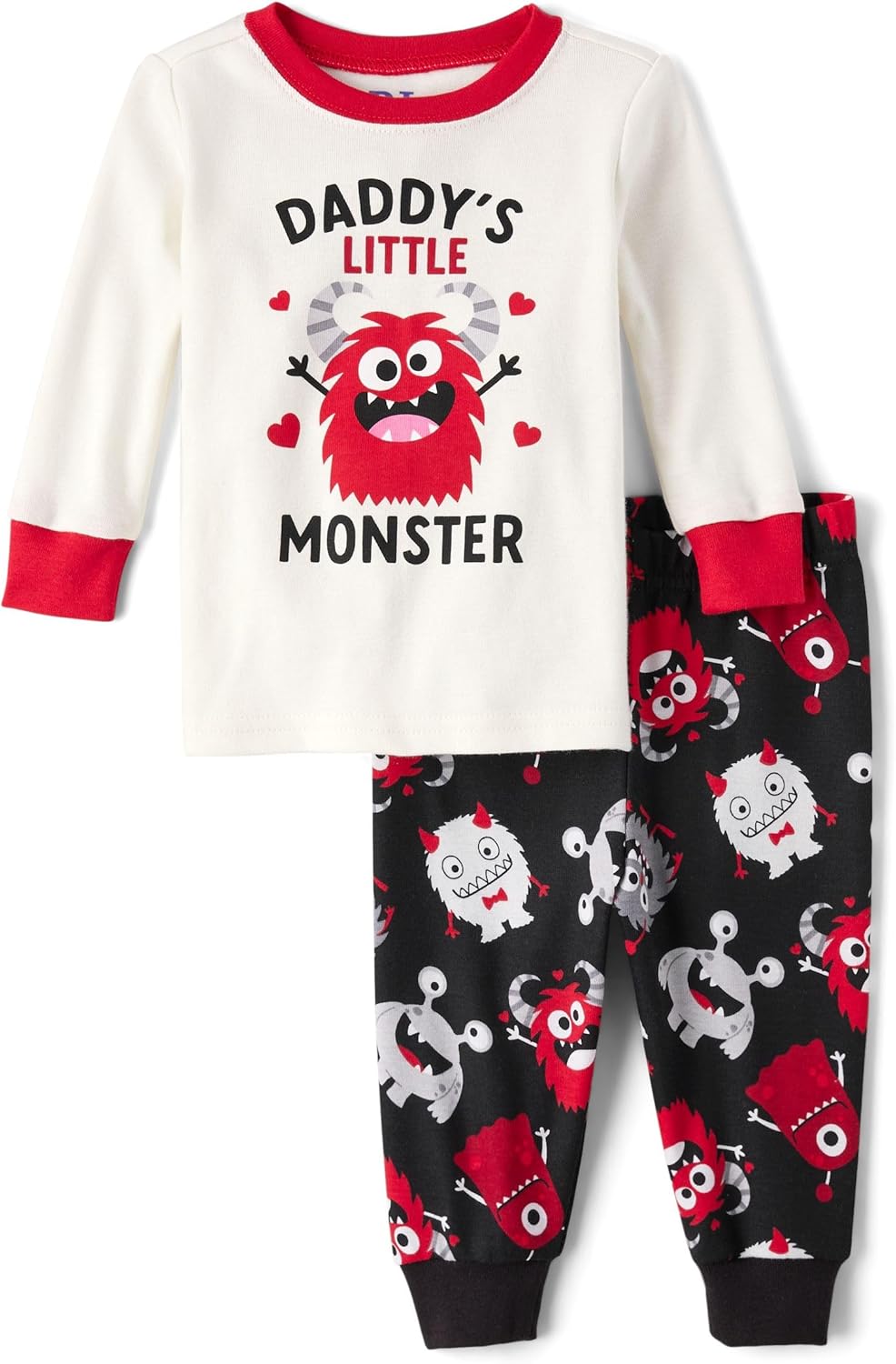 The Children's Place baby boys Button Long Sleeve Top and Pants Snug Fit 100% Cotton 2 Piece Pajama Set