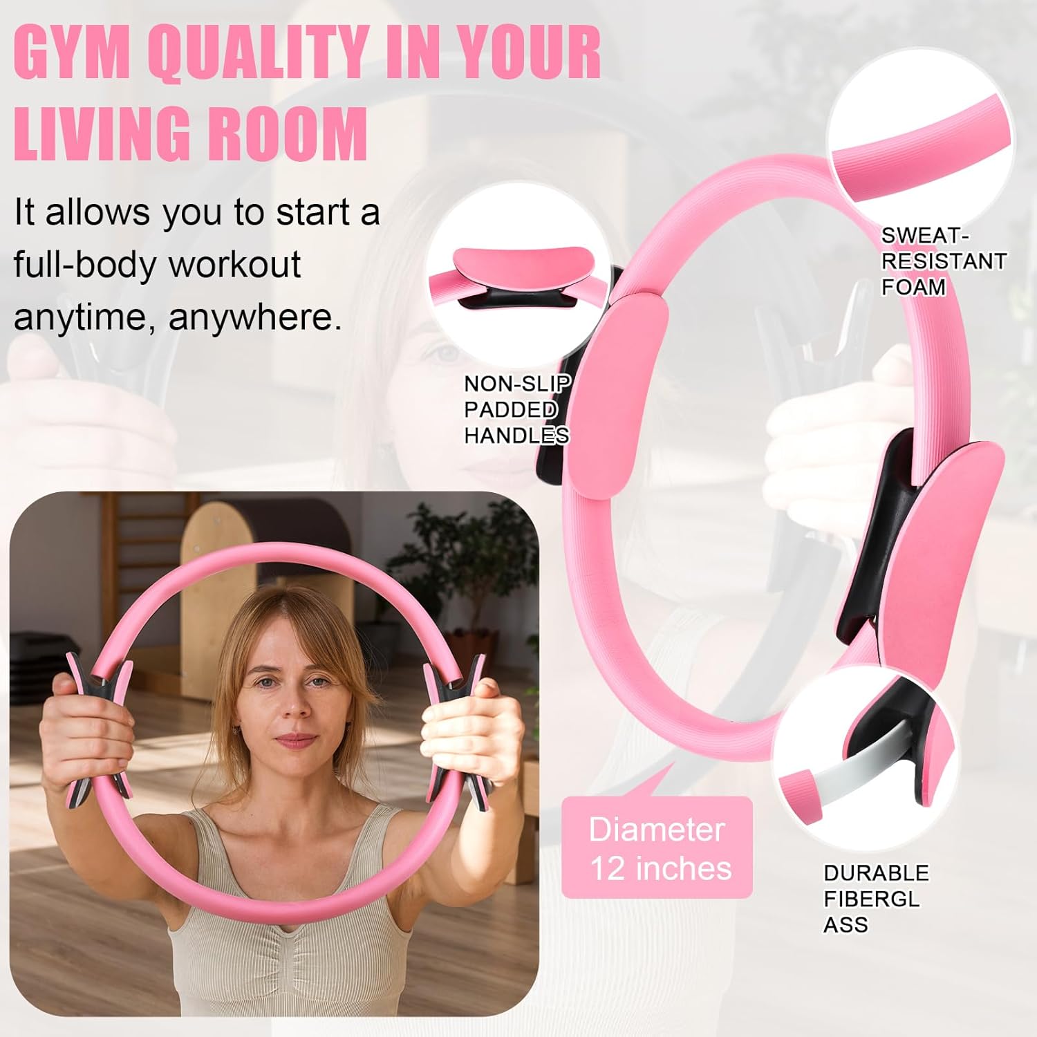 Silipull 11 Pcs Pilates Ring Set for Women, Yoga Home Gym Equipment with 12" Ring, 9.8" Exercise Ball, 5 Resistance Bands, 8 Figure Strap, Core Sliders & Storage Bag, for Beginner Workouts & Gifts - Image 2