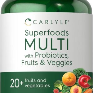 Carlyle Fruits and Veggies Supplement | 120 Count | Superfood Multivitamin with Probiotics | Made with 20 Fruits and Vegetables | Non-GMO & Gluten Free