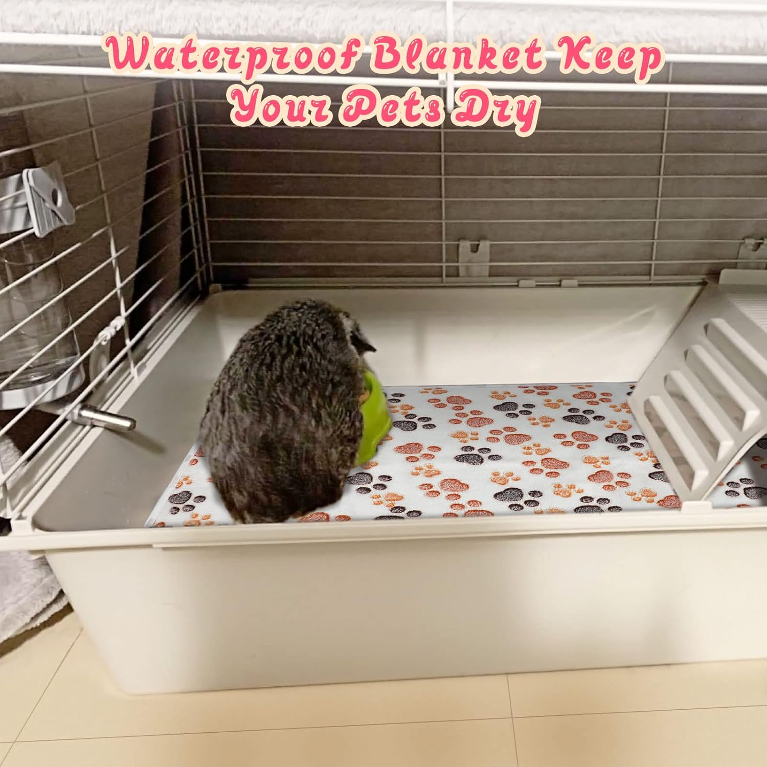 YUEPET Waterproof Guinea Pig Blankets Washable 3 Pack Small Animal Fleece Cage Liners Pet Soft Sleep Mat Pad Cover Warm Flannel Throw for Hamster Guinea Pig Rabbit Chinchilla Hedgehog Ferret 23"×16" - Image 6
