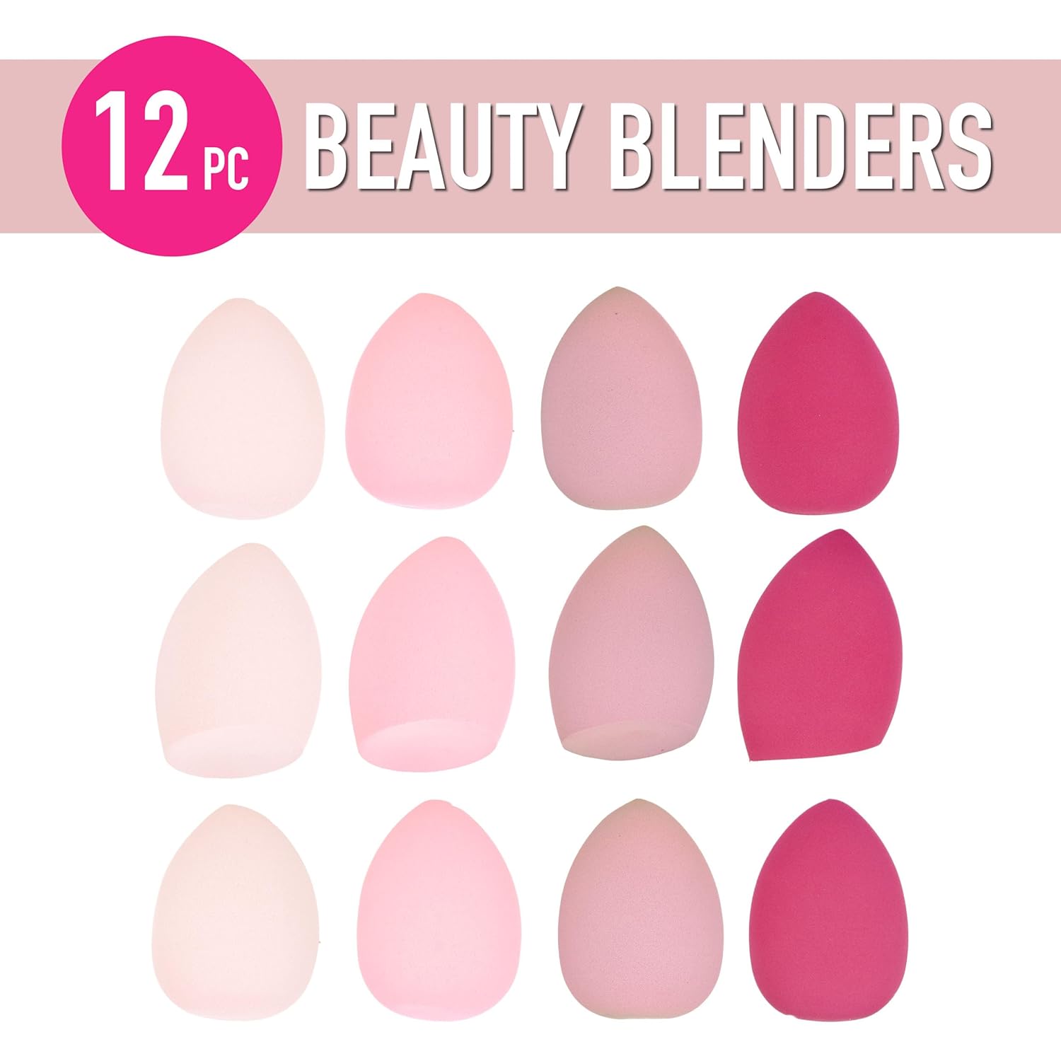 12pc Pastel Beauty Blender Set – Makeup Sponges for Foundation, Blush, Concealer, Eyeshadow, Contour & Highlighter | Soft Assorted Cosmetic Blender Value Pack for Women – Soft - Image 2