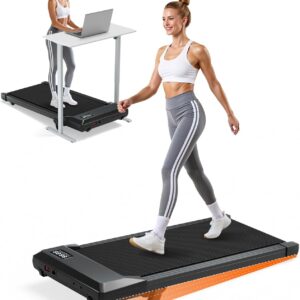 Walking Pad with 6% Incline, 300LBS Capacity Under Desk Treadmill for Home Office, Quiet Portable Mini Treadmill with App & Remote Control, No Assembly, Slim Design for Small Spaces