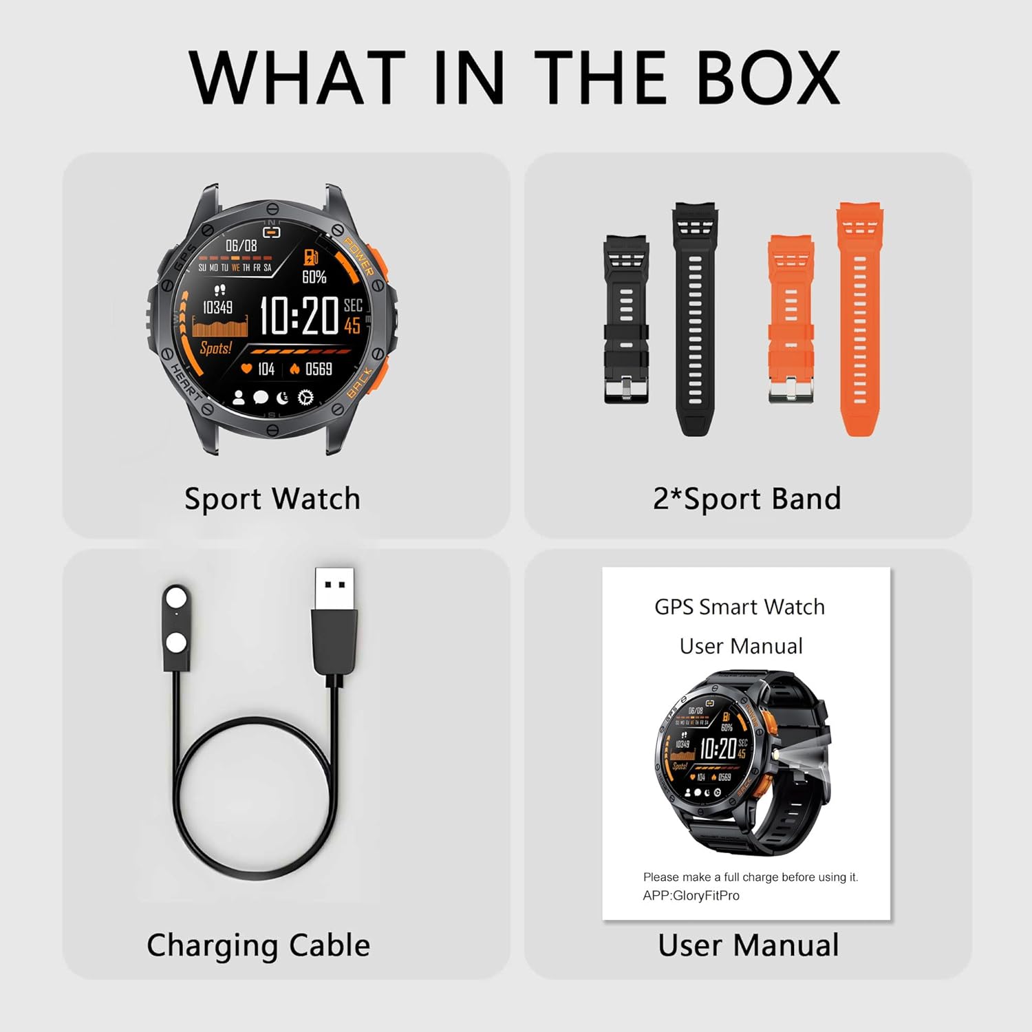 Military Smart Watch With GPS, 170+ Sport Modes Smartwatch with Heart Rate Monitor, Compass, Flashlight, GPS, Smart Watch for men,1.43" AMOLED Screen Bluetooth Call,Compatible iOS & Android (2 Bands) - Image 6