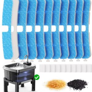 10 Pcs Replacement Filters & 10 Pcs Pump Filters Sponges for Dog Water Fountain, Multi-Layer Filtration System Carbon Filters Compatible with FeelNeedy 4 Heights Adjustable Fountain (FN-W25)