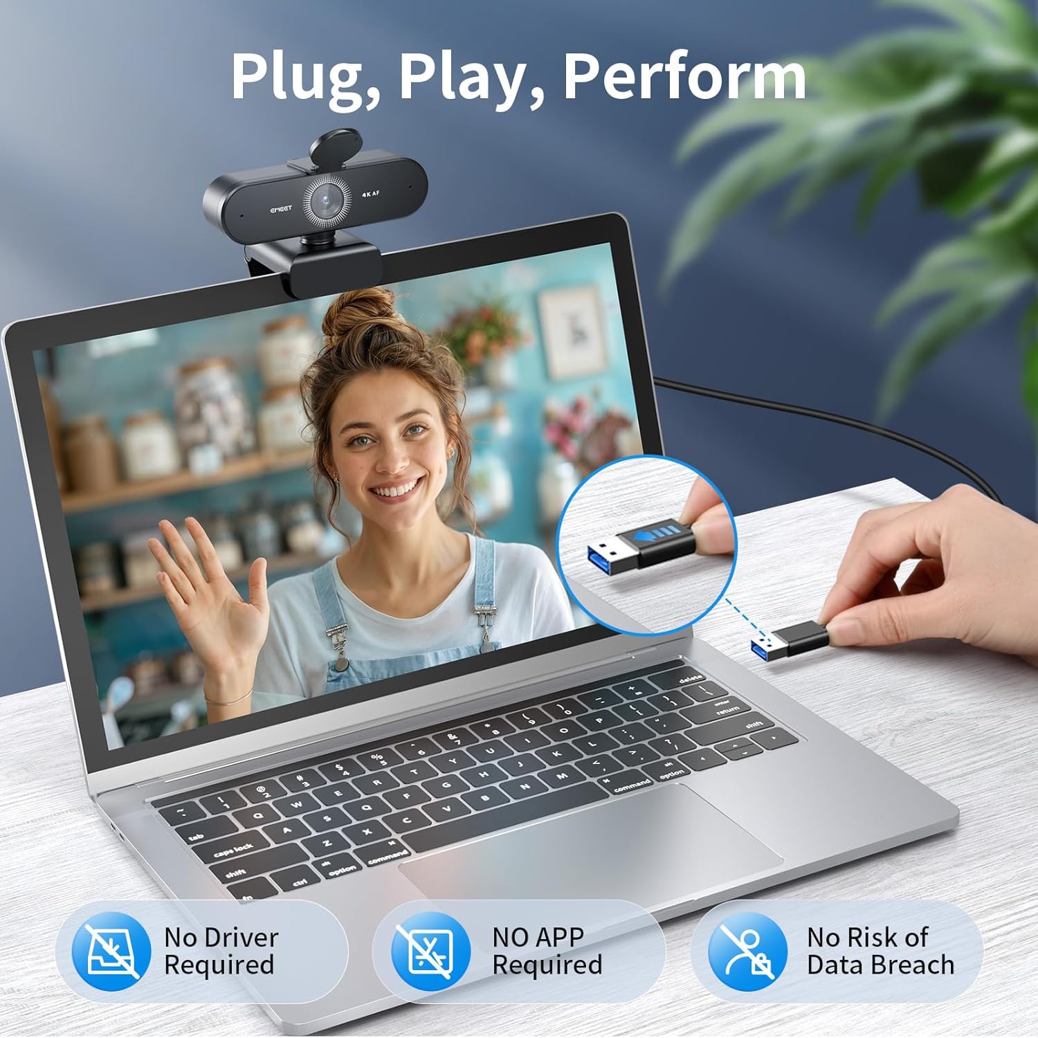 EMEET NOVA 4K Webcam for PC - Ultra 4K HD, PDAF Autofocus, Dual Omnidirectional Mics, 73° FOV, Auto Light Correction, USB-A, Privacy Cover, Ideal for High-End Business Meetings&Live Streaming - Image 5