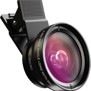 MIAO LAB 2-in-1 Phone Camera Lens Kit, 12.5X Macro + 0.45X Wide Angle (140°) Cell Phone Clip-on Lens for iPhone/Android, Includes Travel Bag