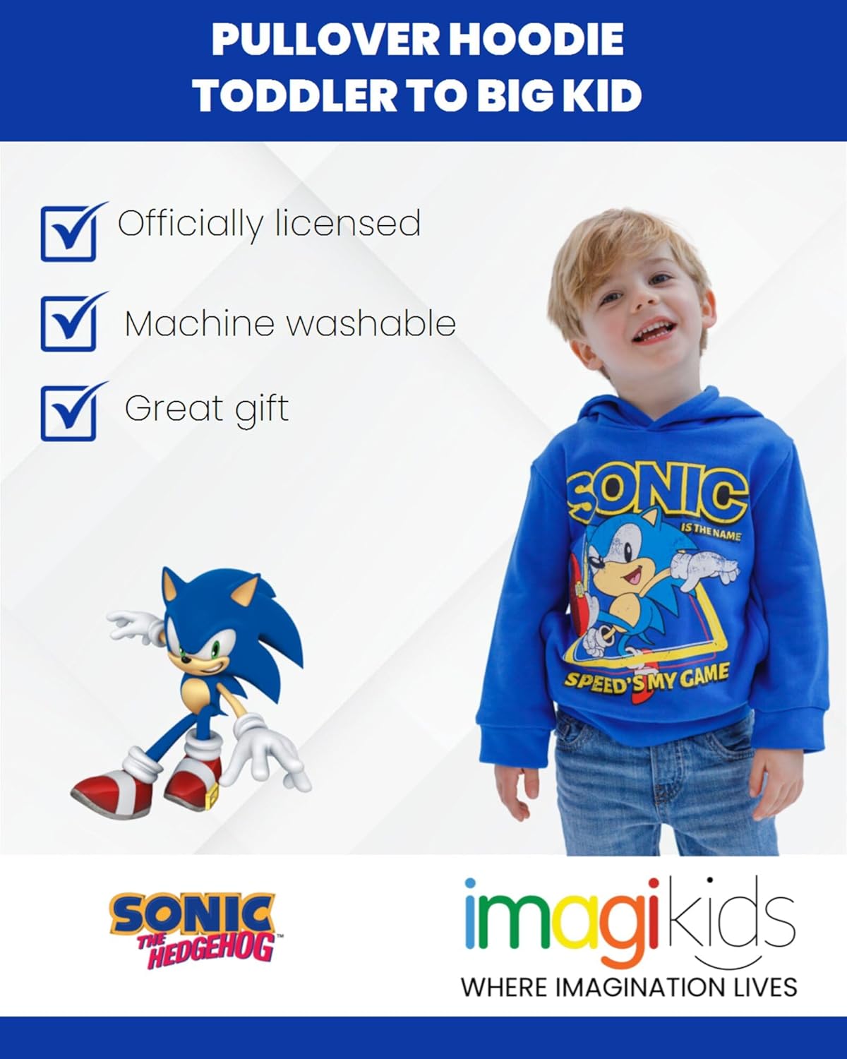 SEGA Sonic the Hedgehog Tails Knuckles Hoodie Toddler to Big Kid - Image 3