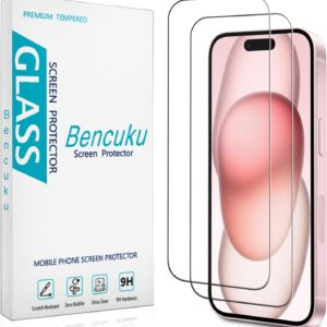 (2 Pack) Screen Protector for iPhone 15 Tempered Glass 6.1-inch, Easy to Install, Bubble Free, 9H Hardness