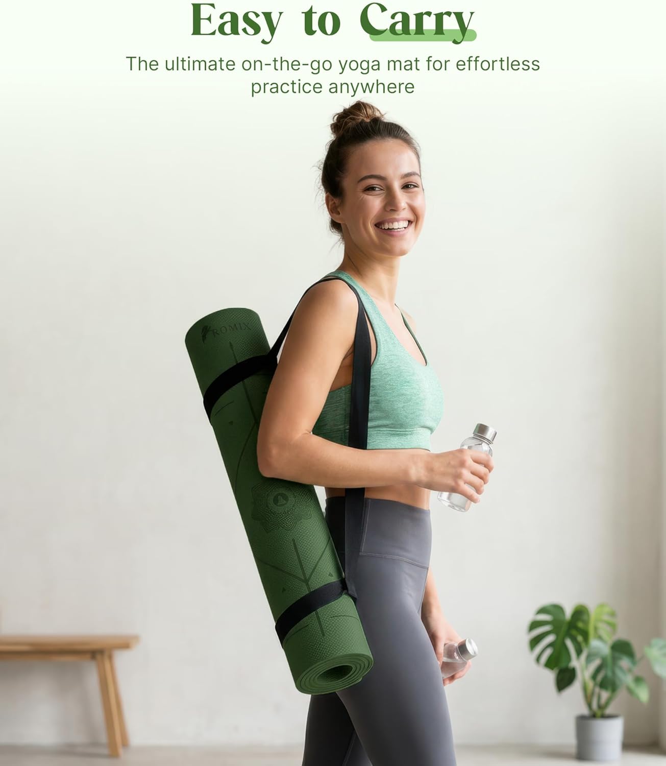 ROMIX Pro Yoga Mat Thick 6mm (1/4 inch), 72"L x 24"W Non-Slip Workout Mat with Alignment Lines, Large Yoga Mats for Women Men With Carry Bag, Exercise Mats for Home Workout Training Equipment - Image 8