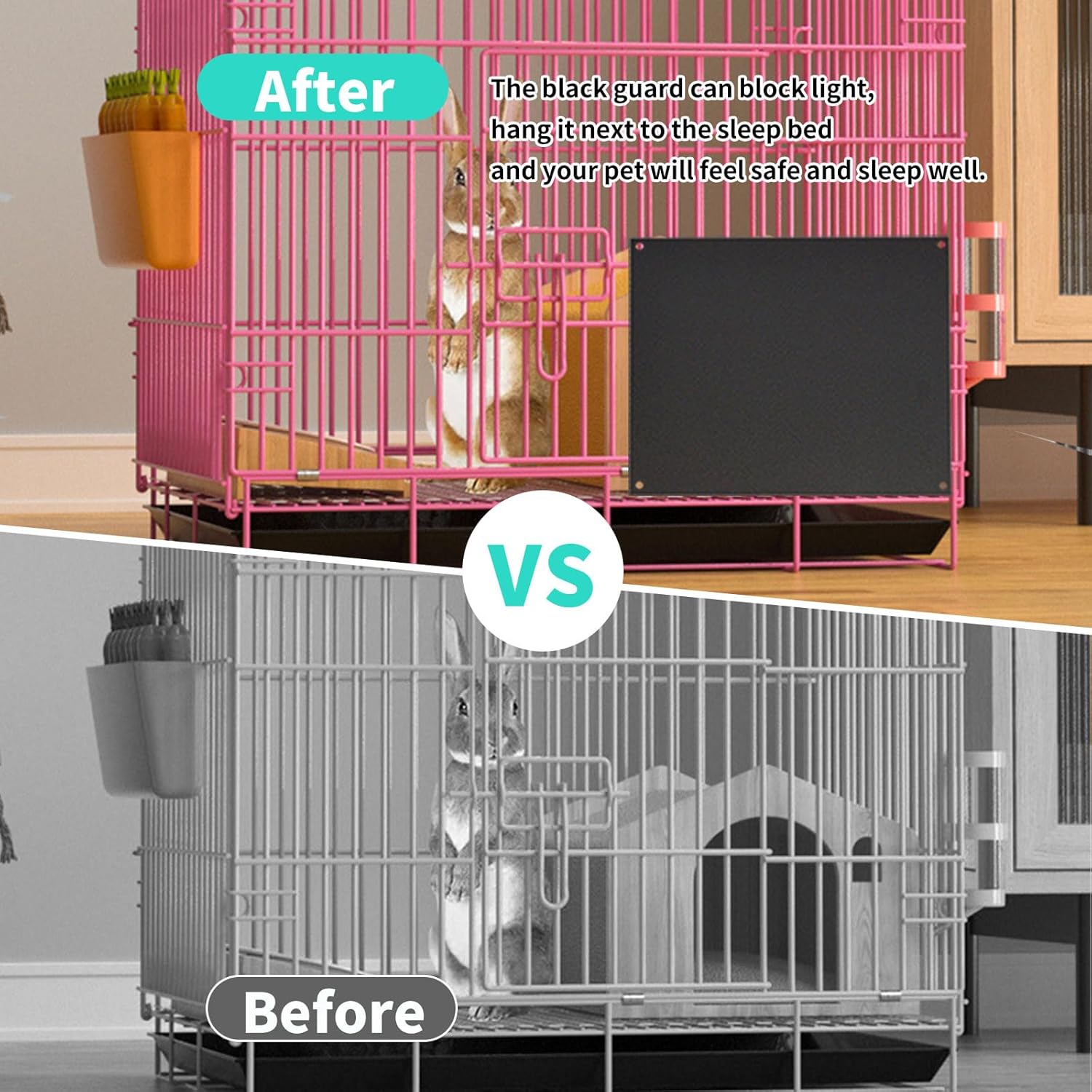 Oncpcare 6 Pack Pet Cage Liner Protection Block Light 10'' x 8.2'' Rabbit Cage Urine Guard Cage Edge Liner Guinea Pig Side Lining Habitat Siding Small Animal Cage Accessories (Black) - Image 2