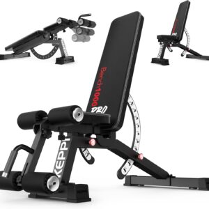Adjustable Weight Bench, Commercial Grade 1200LB Workout Bench Press Set for Home Gym Strength Training Exercise, Incline Bench with 12+3 Adjustable Backrest&Seat Positions for Full Body Fitness