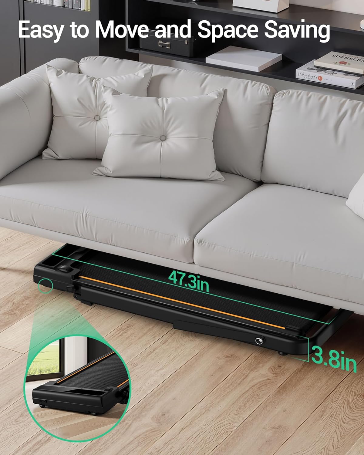 4-in-1 Walking Pad Treadmill with 15% Incline, Quiet Under Desk Treadmills for Home & Office, Compact Foldable Treadmill with Handles and 2.5HP Brushless, 330 LBS Capacity - Image 7