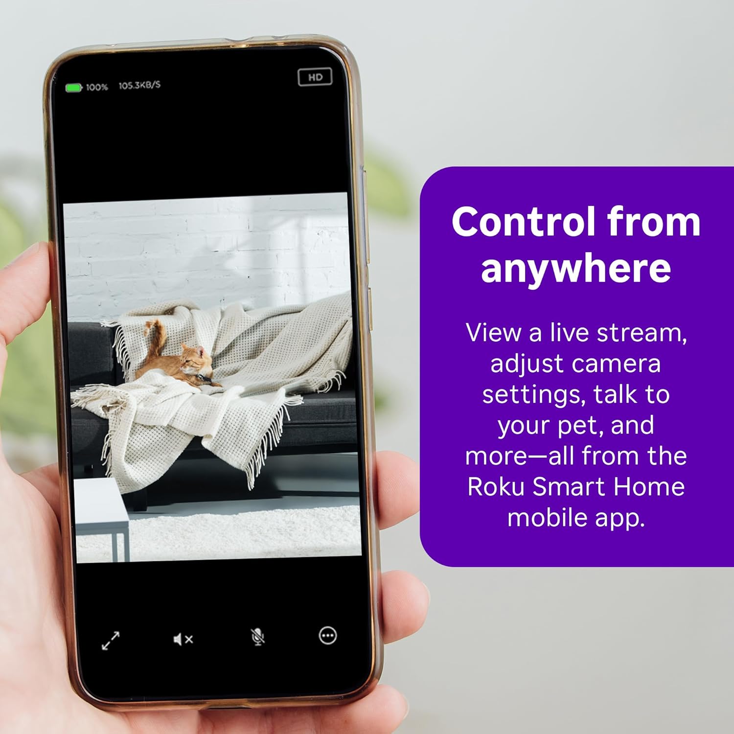 Roku Indoor Camera - Home Security - 2-Pack - Wired Security Camera & Pet Monitor with 1080p HD Color Night Vision, Works with Alexa & Google, Motion & Sound Detection, WDR & WiFi 6 - Image 5