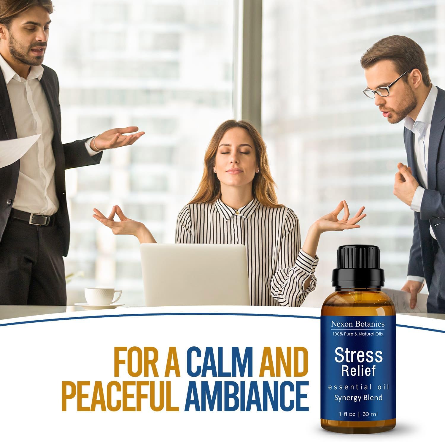 Stress Relief Essential Oil Blend 30 ml - Stress Relief & Calm Essential Oil for Diffusers & Aromatherapy - Promotes Relaxation & Rest - Nexon Botanics - Image 4