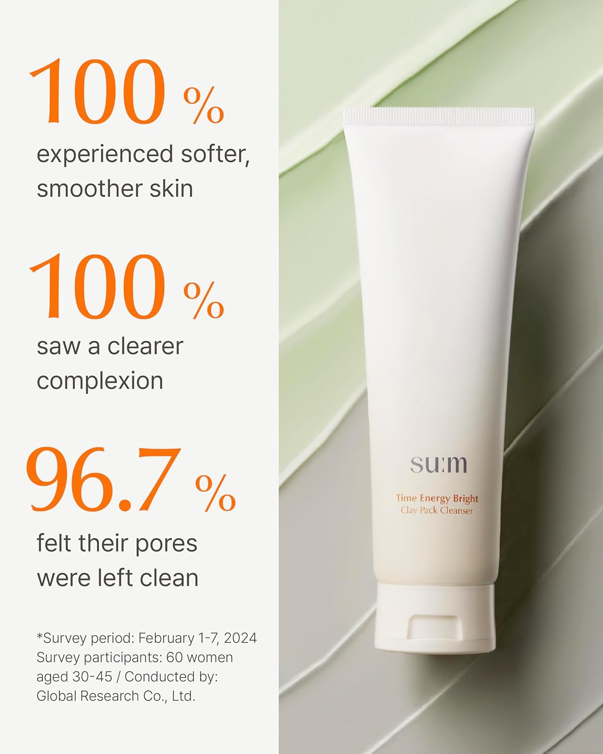 SU:M 2-in-1 One Minute Clay Mask & Facial Cleanser (5.07 fl oz) - Pore Minimizing, Blackhead Remover & Exfoliation, Gentle Hydrating Face Wash for Sensitive Skin, Korean Skin Care - Image 7