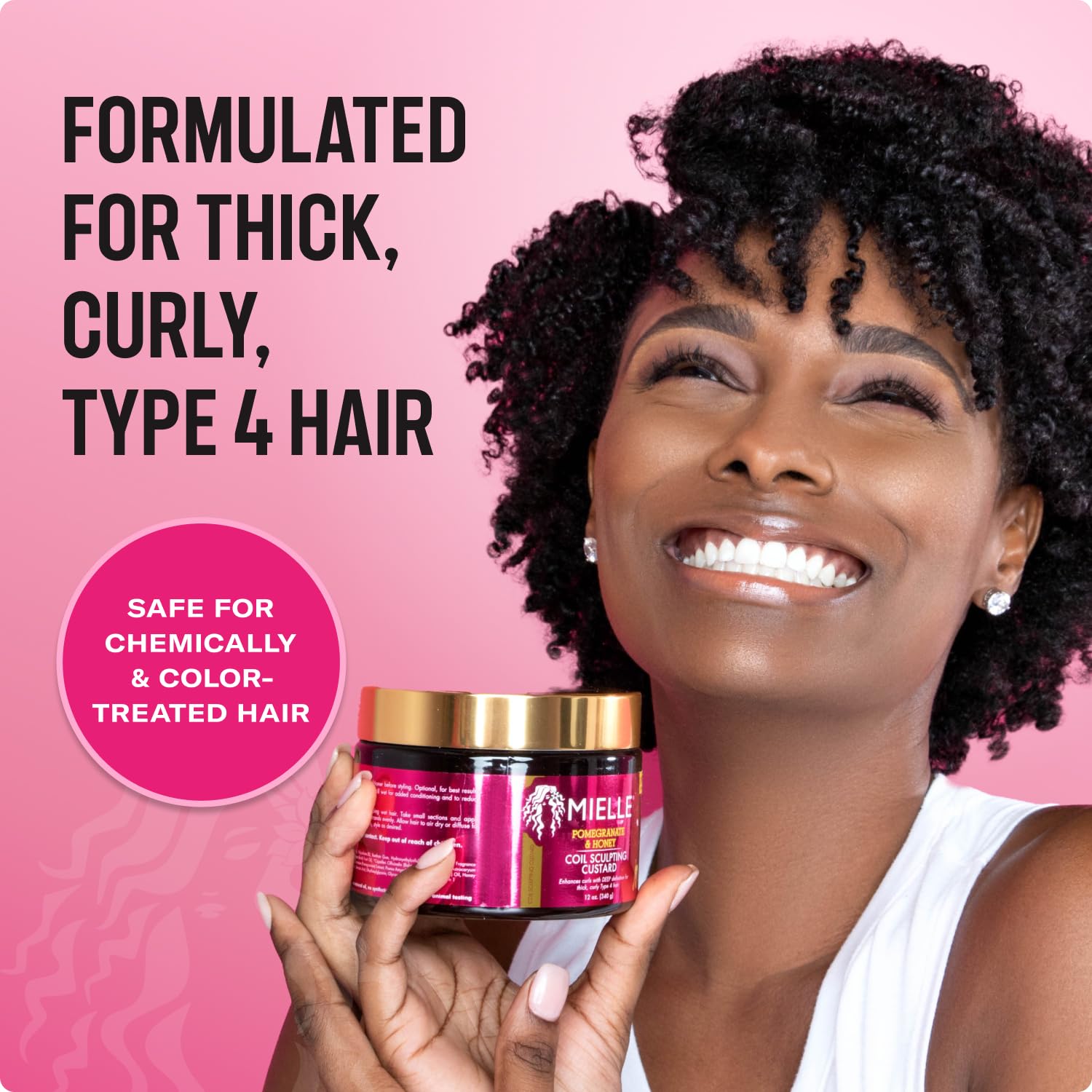 Mielle Organics Pomegranate & Honey Curl Cream - Coil Sculpting Custard for Type 4 Hair - Hydrates, Controls Frizz, Conditions & Adds Shine,12 Fl Oz - Image 3