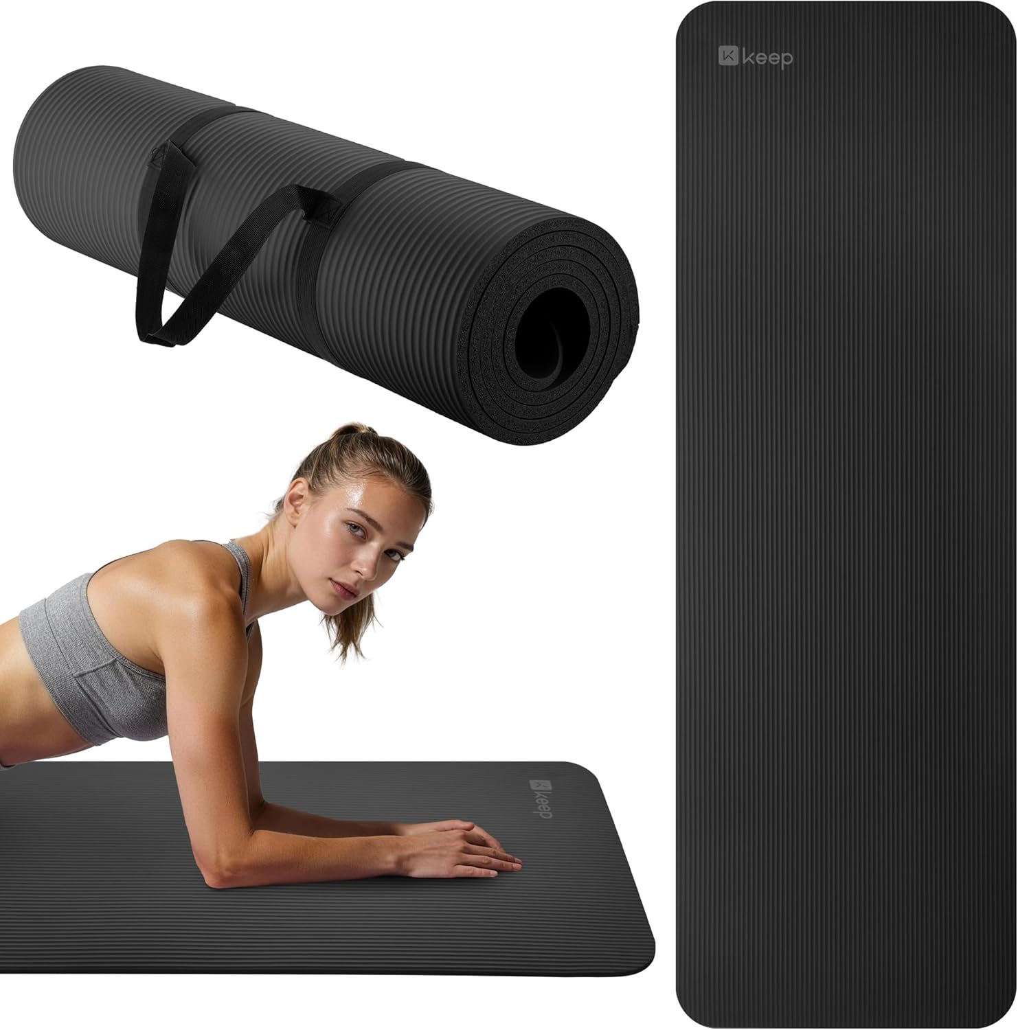 KEEP Extra Thick NBR Yoga Mat for Women & Men, 10mm Thick, 72”x24” Large Exercise Mat with Non-Slip Workout Mat for Yoga, Pilates, Stretching, Meditation – Wide & Cushioned Fitness Mat - Image 2