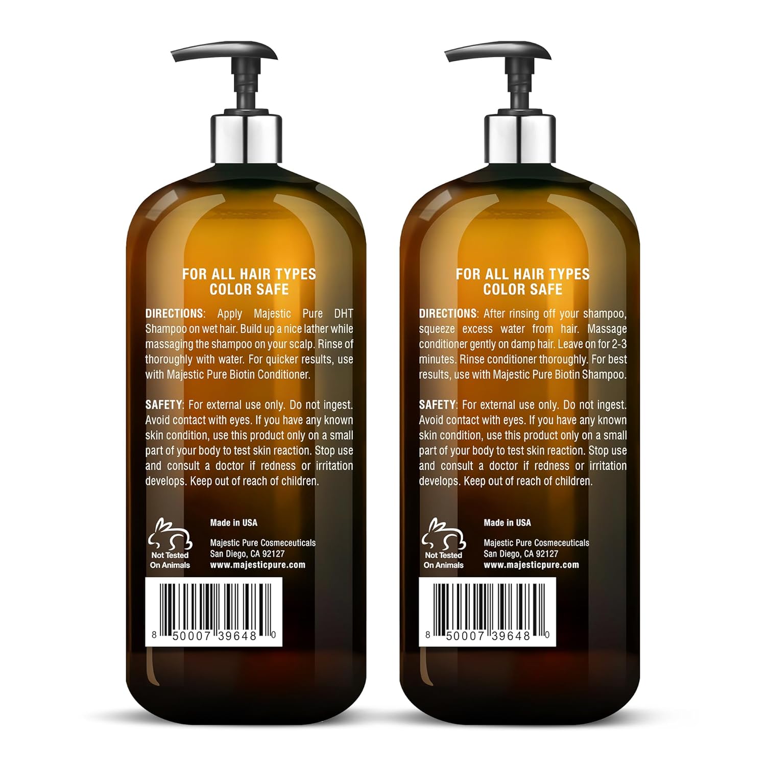 MAJESTIC PURE Biotin Shampoo and Conditioner Set with DHT Blocker Complex - Hydrating, Nourishing & Supporting Healthy Hair, Sulfate Free, for Men & Women - 16 fl oz each - Image 4