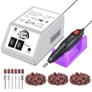 LAVAED Professional Electric Nail Drill Machine Kit – Low Noise Vibration with 156pcs Sanding Bands for Acrylic Nail Drill, Gel Art Remover, Polisher, Manicure, Pedicure
