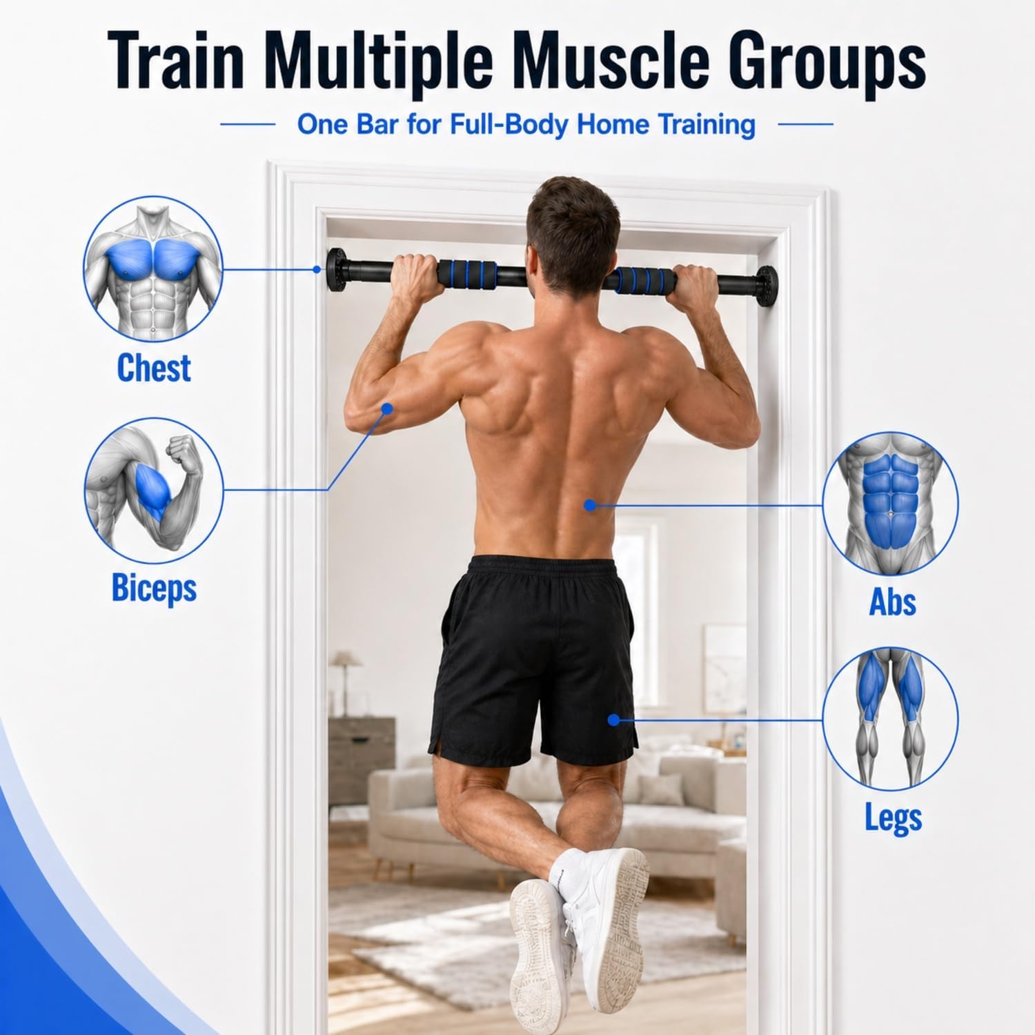 Pull Up Bar for Doorway, Adjustable Door Frame Pull Up Bar with 330 lbs Capacity, No Screw Chin Up Bar for Home Gym Strength Training, Fits 25"–39" Door Frames and Walls - Image 5