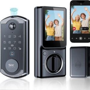 Video Smart Lock S398, 4-in-1 Camera + Video Doorbell + Fingerprint Keyless Door Lock + Indoor Display Monitor, Smart WiFi Deadbolt, App Remote Control, Easy Installation, Chime Included- 2026 Upgrade