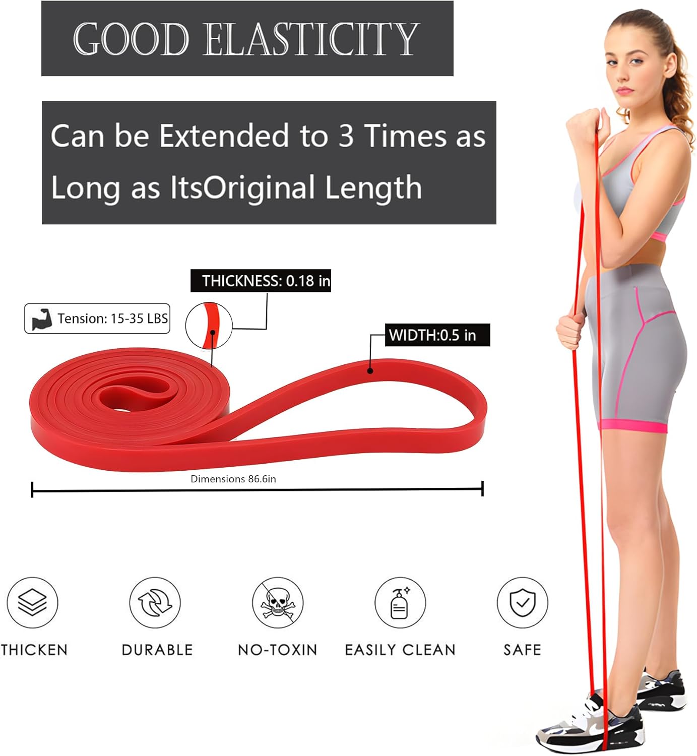 Pull Up Assistance Bands - Resistance Bands Set - Multi-Level Resistance, Fitness Band, Full Body Training, Suitable for Exercise and Physical Therapy Exercise Bands - Image 3