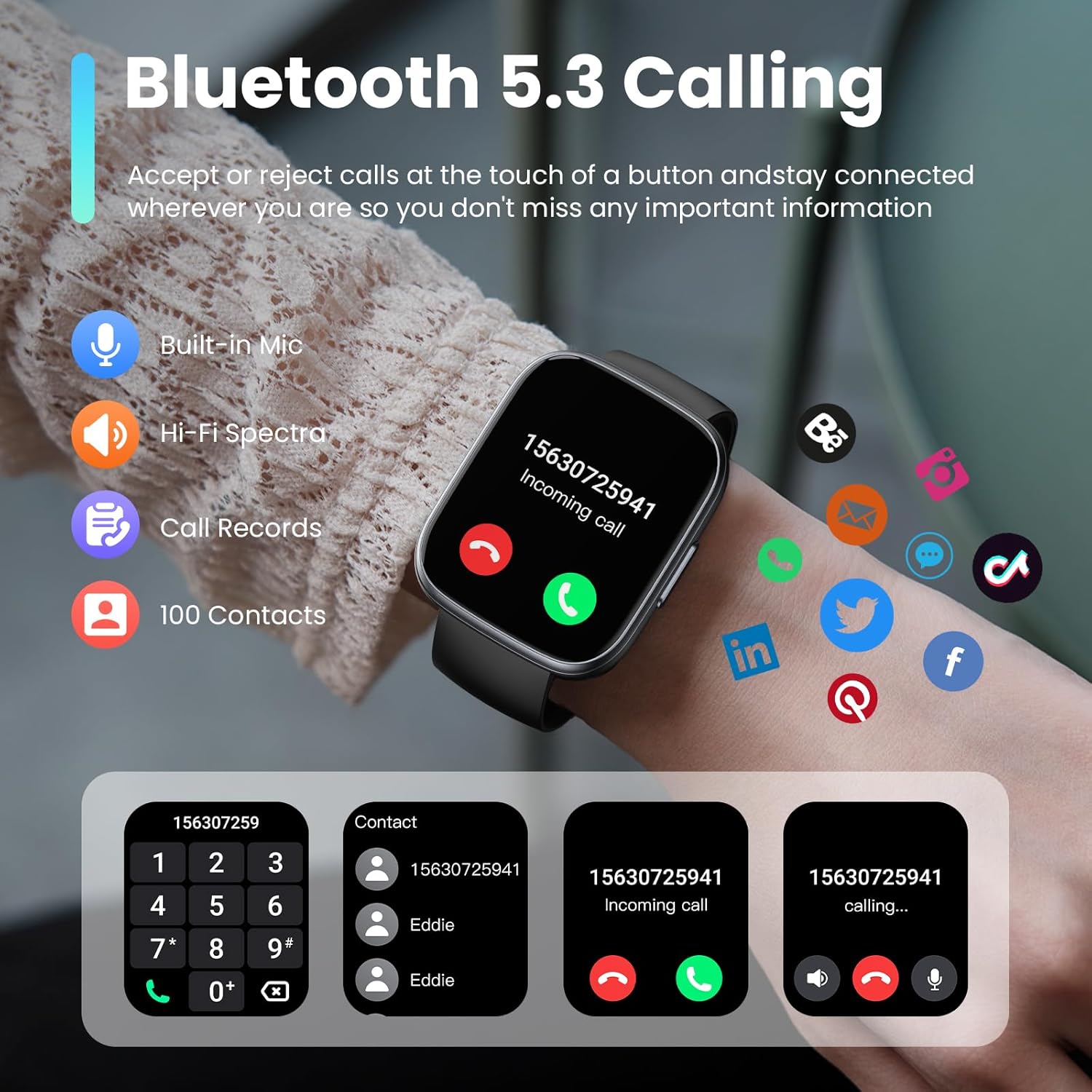 Smart Watch for Men Women (Answer/Make Call), 1.95" Touch Screen Fitness Watch with Heart Rate/Sleep Monitor, IP68 Waterproof Smartwatch for Android iOS, Activity Tracke with 120+ Sports Modes, Black - Image 7