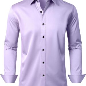 Alimens & Gentle Men’s Dress Shirts Long Sleeve Wrinkle Free Stretch Business Casual Wedding Button Down Shirt