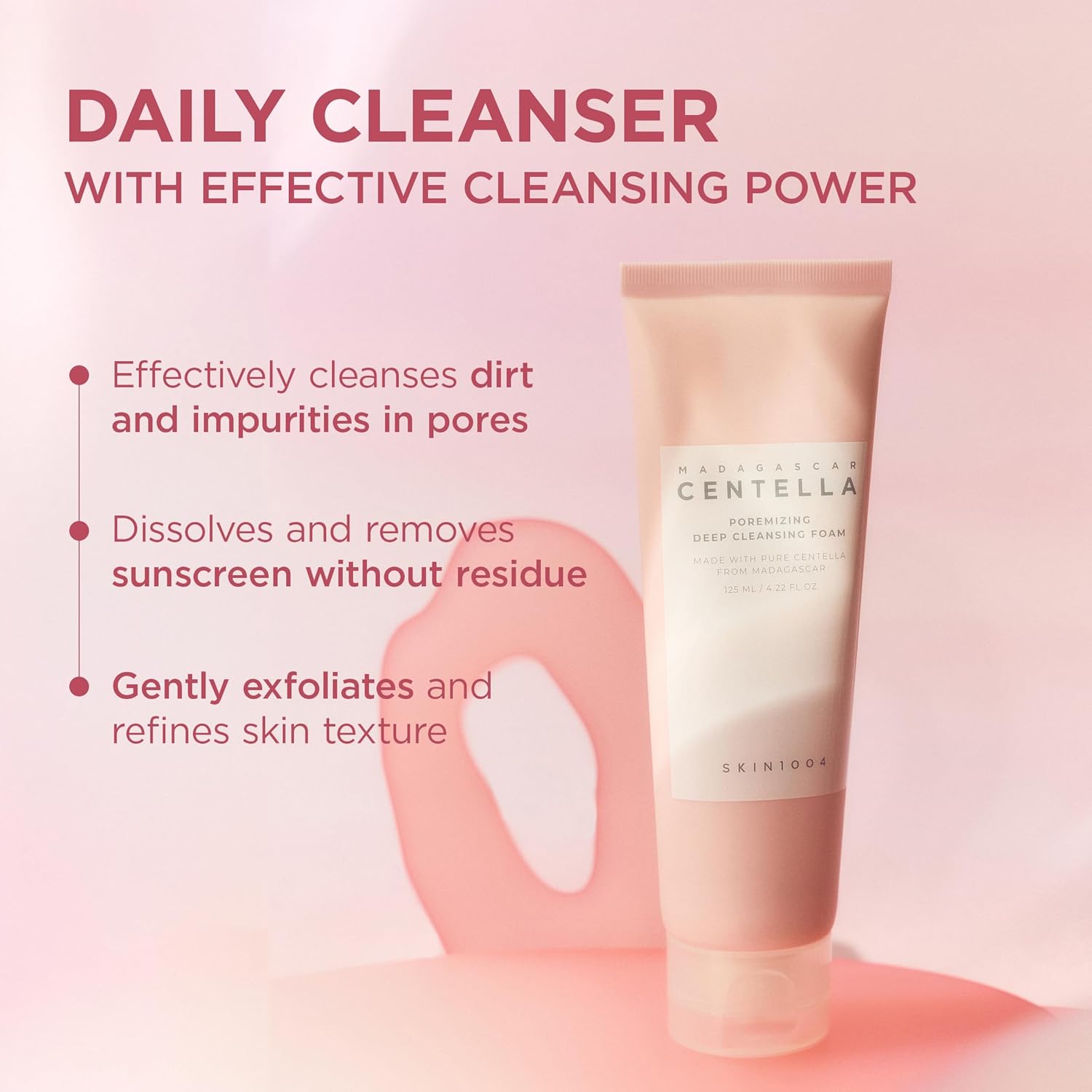 SKIN1004 Poremizing Deep Cleansing Foam, 4.23 fl.oz, 125ml, Makeup Remover, Korean Face Cleanser with Himalayan Pink Salt & Madagascar Centella Asiatica for Facial Pore Cleansing, Korean Skin Care - Image 4