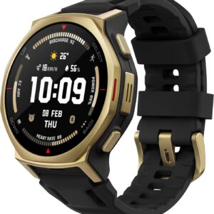 Amazfit T-Rex 3 Pro Outdoor Smart Watch 44mm Sapphire AMOLED Display with Flashlight, Ti Bezel, Dual Band GPS, Offline Maps, 17 Days Battery, 10 ATM, 180+ Sports Mode for Android & iPhone, Black Gold