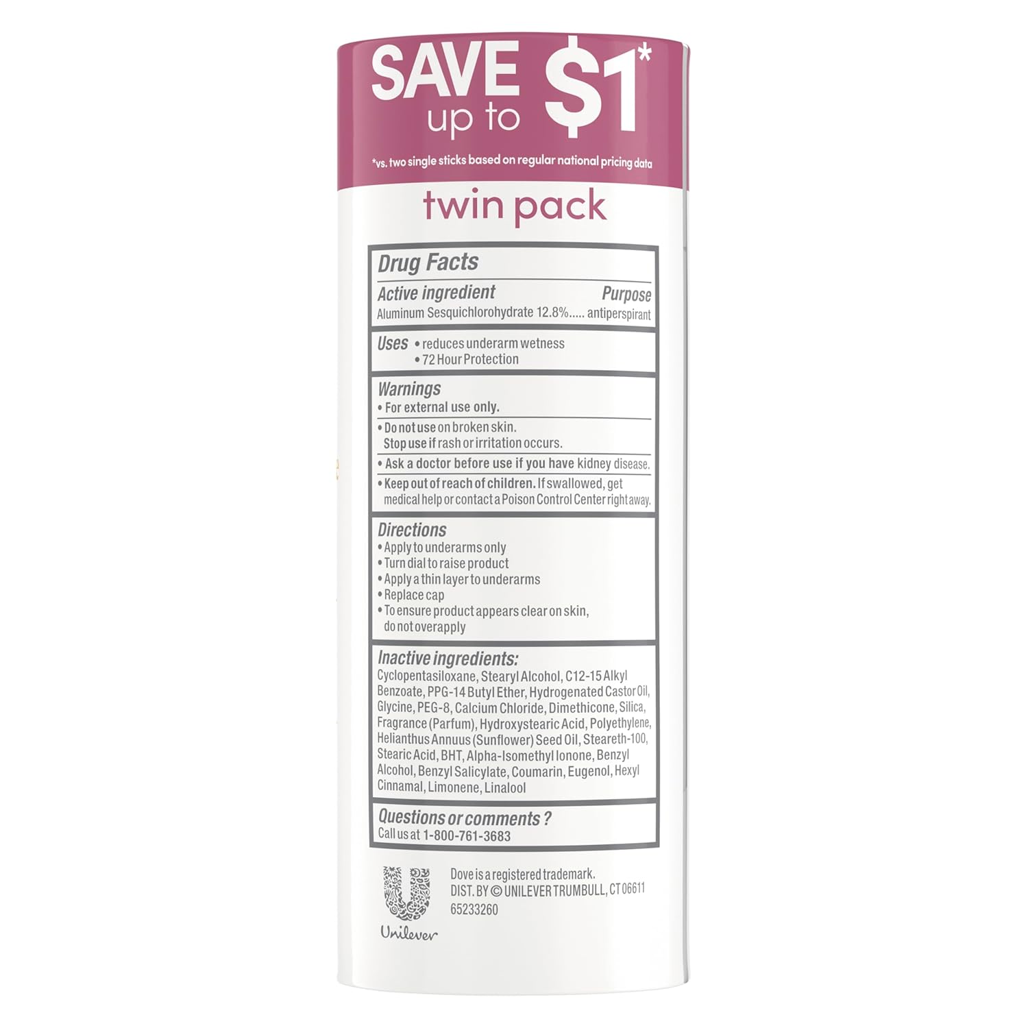 Dove Advanced Care Antiperspirant Caring Coconut, 2 Count Deodorant Stick for Women, for 48 Hour Protection And Soft And Comfortable Underarms, 2.6 oz - Image 2