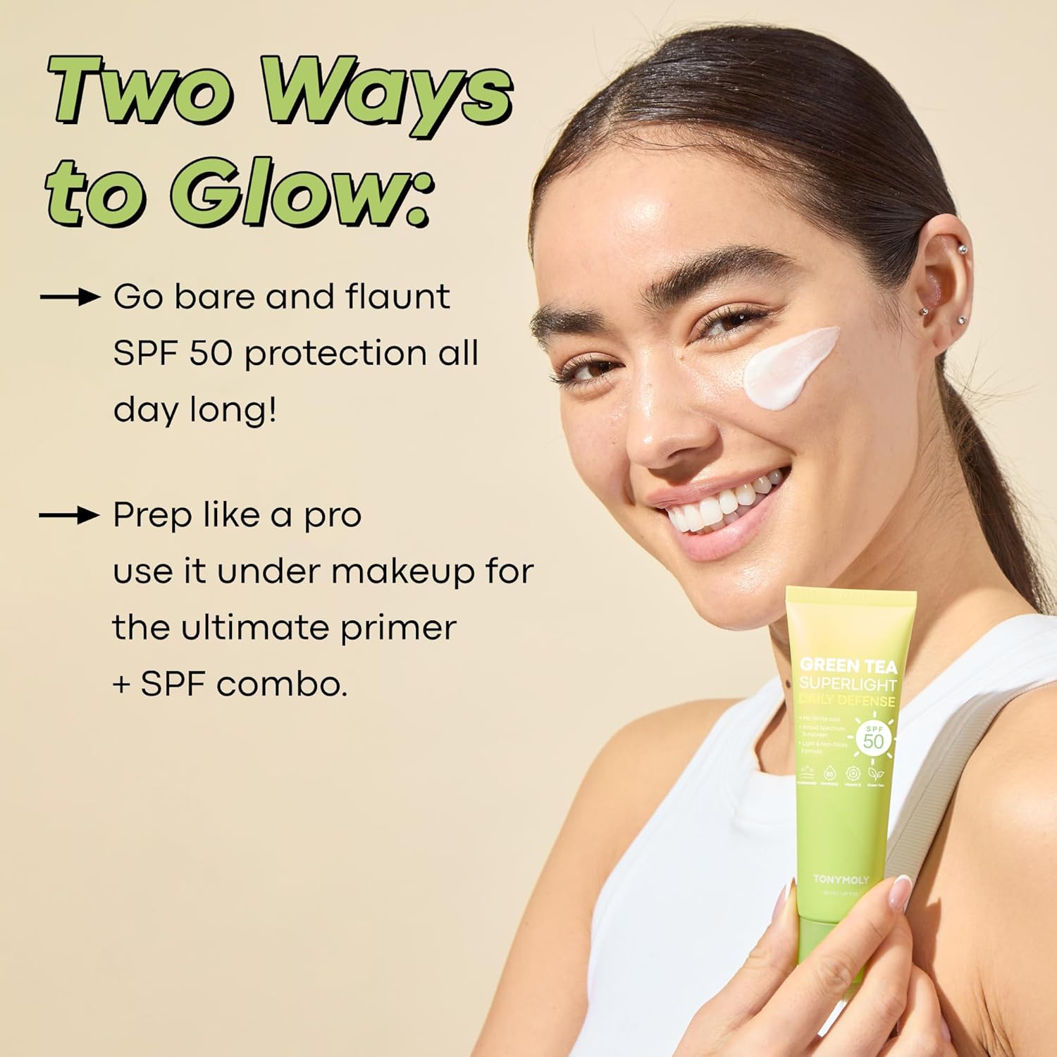 TONYMOLY Green Tea Korean Sunscreen SPF 50+ PA++++ — No White Cast, Lightweight Face Sunscreen for All Skin Tones, Hydrating with Niacinamide, Panthenol & Hyaluronic Acid, 1.69 fl oz - Image 8
