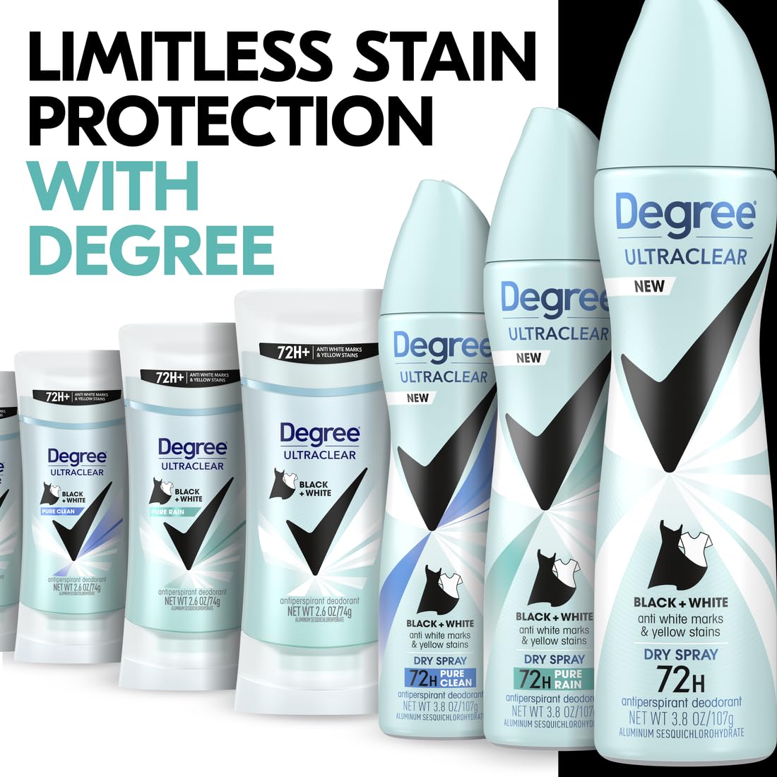 Degree Women's Black+White 4 Count Antiperspirant Balm 2.6 oz - Protects from Deodorant Stains, Fresh Scent, 48H Non-Stop Protection - Image 3