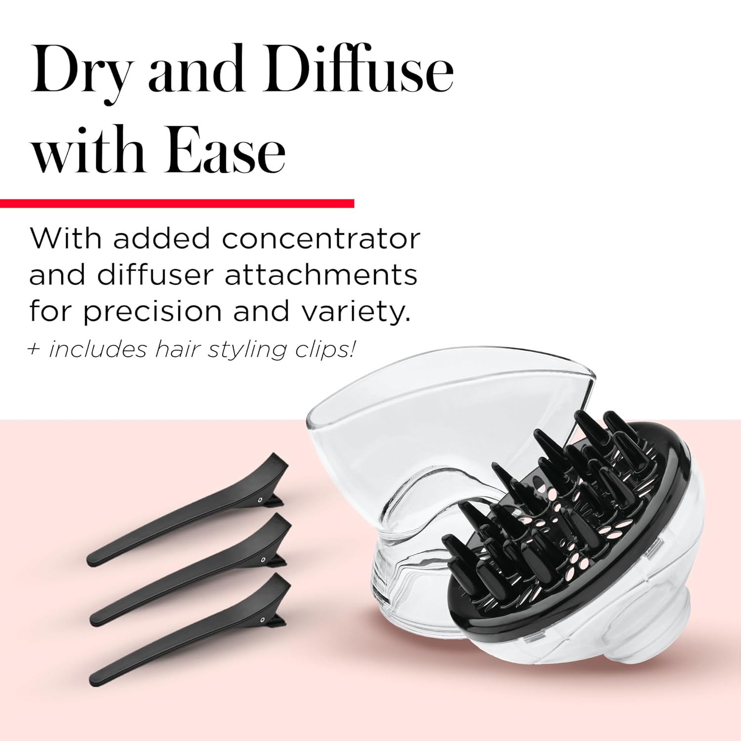REVLON Infrared Ionic Hair Dryer with Diffuser & Concentrator, 2 Speed Settings, Blow Dryer with Tourmaline Technology for Frizz Control, 1875 Watt Power for Fast Drying, Suitable for All Hair Types - Image 3