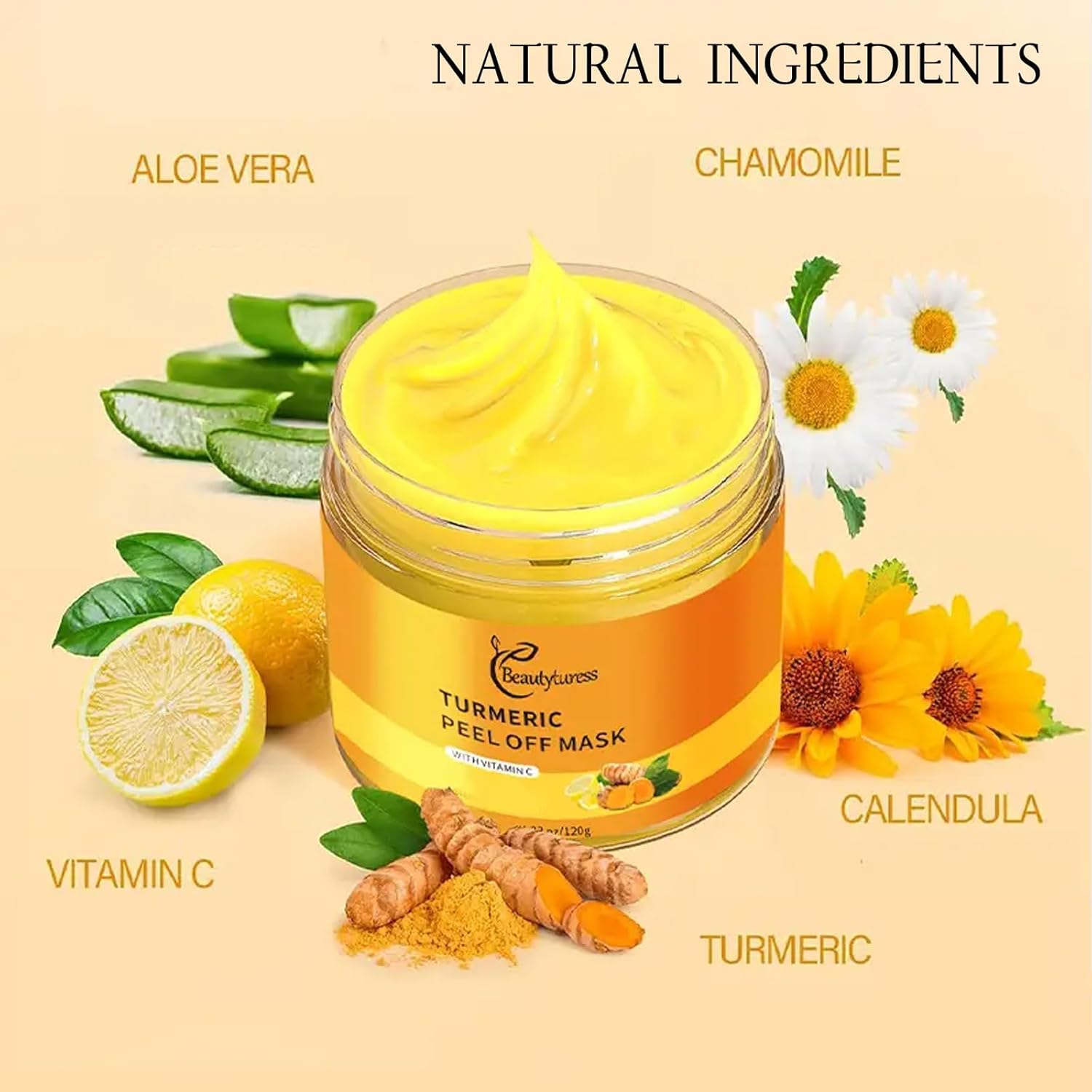 Vitamin C Peel Off Face Mask, Turmeric Moisturizing Mask, Deep Cleansing Face Peel Mask,Face Mask for Pores, Dirts, Oil, 2 Packs - Image 7