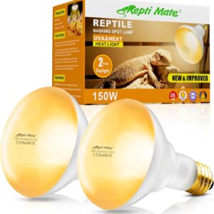 2Pack Reptile Heat Lamp, 150W Reptile Heat Emitter Infrared Basking Spot Light, UVA Daylight Heat Lamp Bulbs for Chickens Coop Reptiles Pets Brooder Use