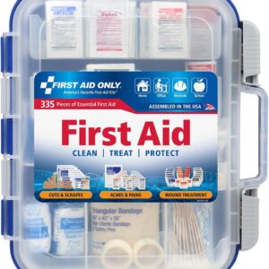 First Aid Only 91247 OSHA-Compliant First Aid Kit, All-Purpose 100-Person Emergency First Aid Kit for Business, Worksite, Home, and Car, 335 Pieces, Multicolored