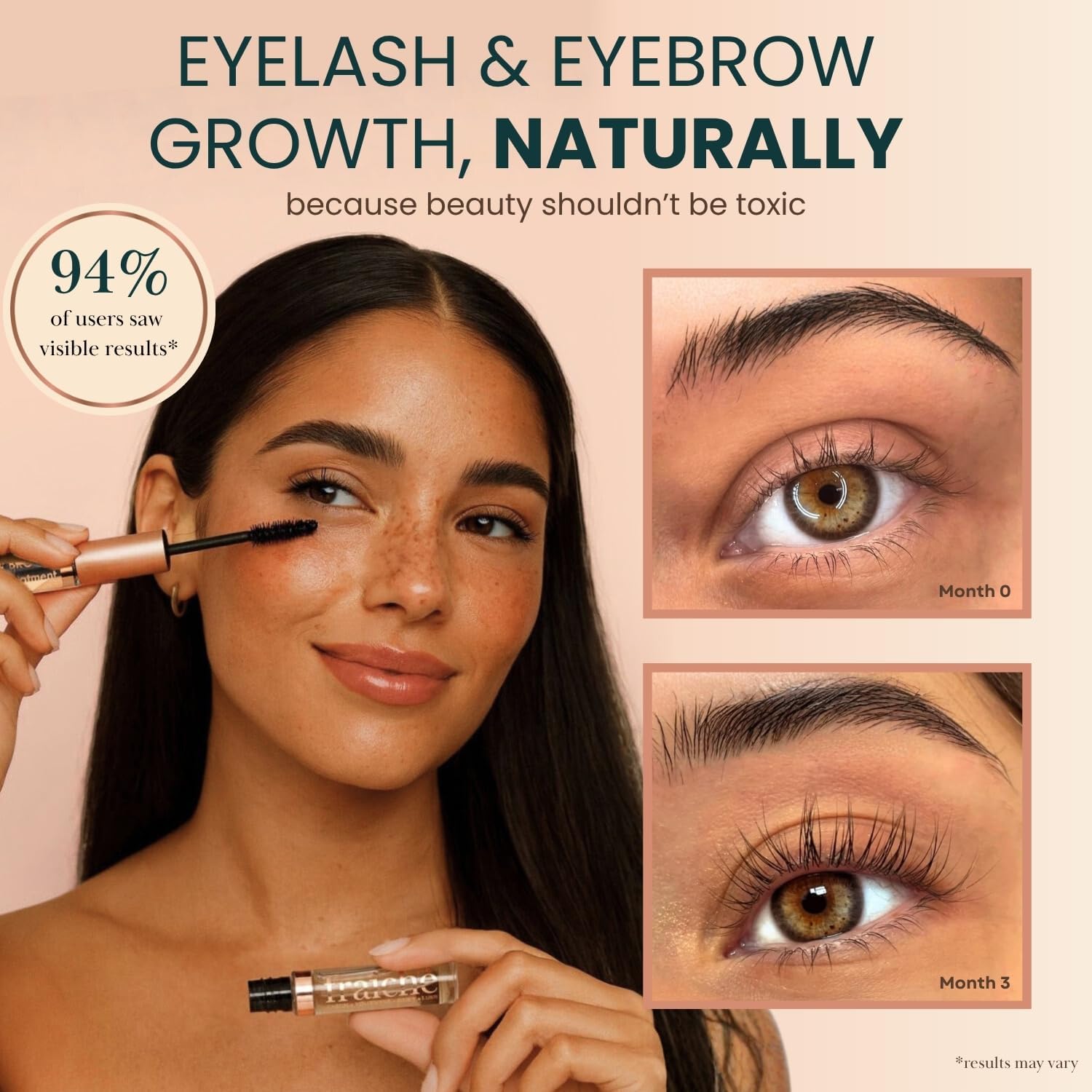 Live Fraiche Organic Castor Oil Lash Serum for Hair Growth, Eyebrow Eyelash Growth Serum, 100% Pure Cold Pressed Hexane Free (2oz Glass Bottle + FILLED Mascara Tube) - Image 2