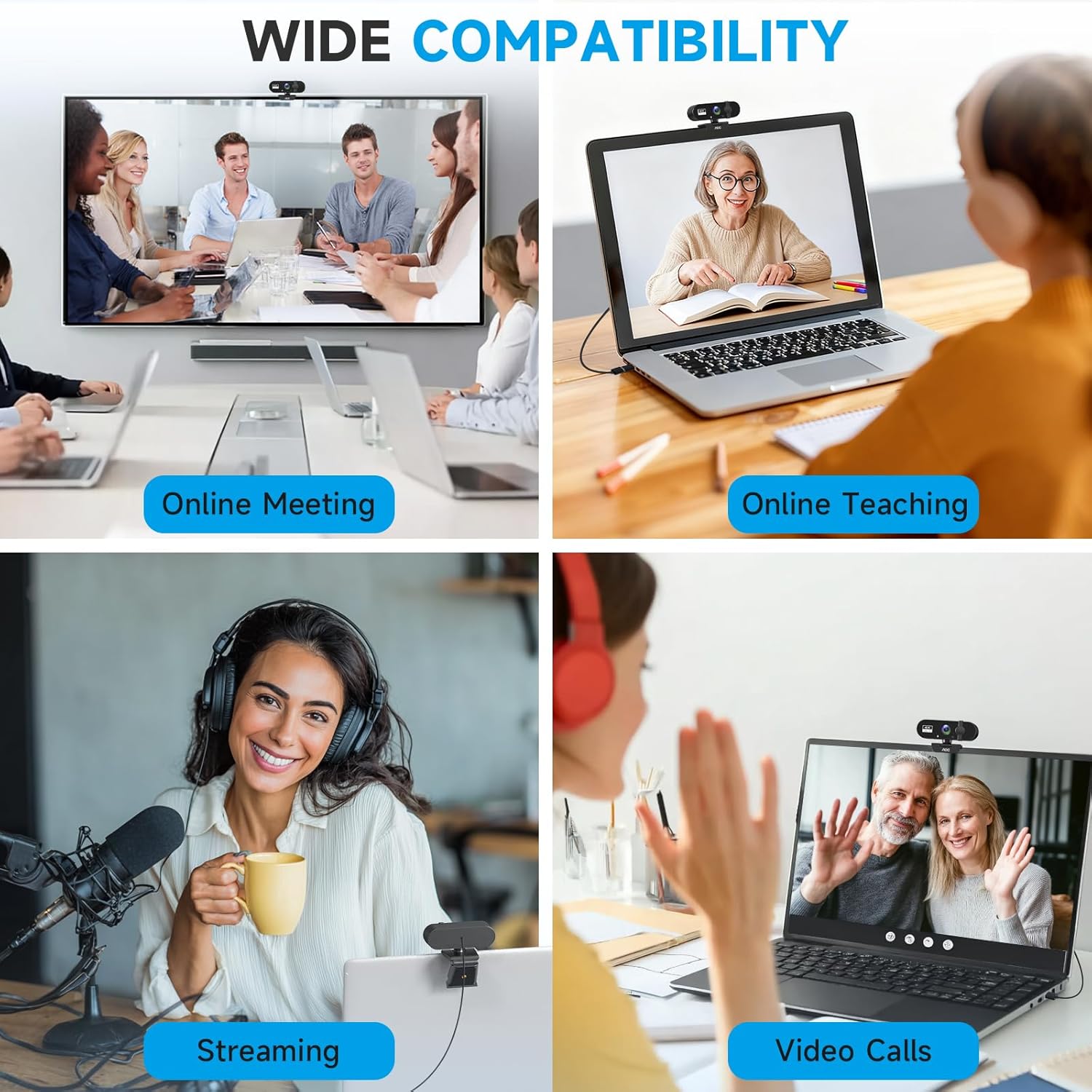 AOC 4k Webcam for PC with Microphone, Computer Camera with Noise Cancellation, Privacy Cover, 99° FOV, Plug & Play USB Webcam for Streaming, Conferencing, Zoom, Skype, Facetime, Laptop, PC, Skype - Image 7