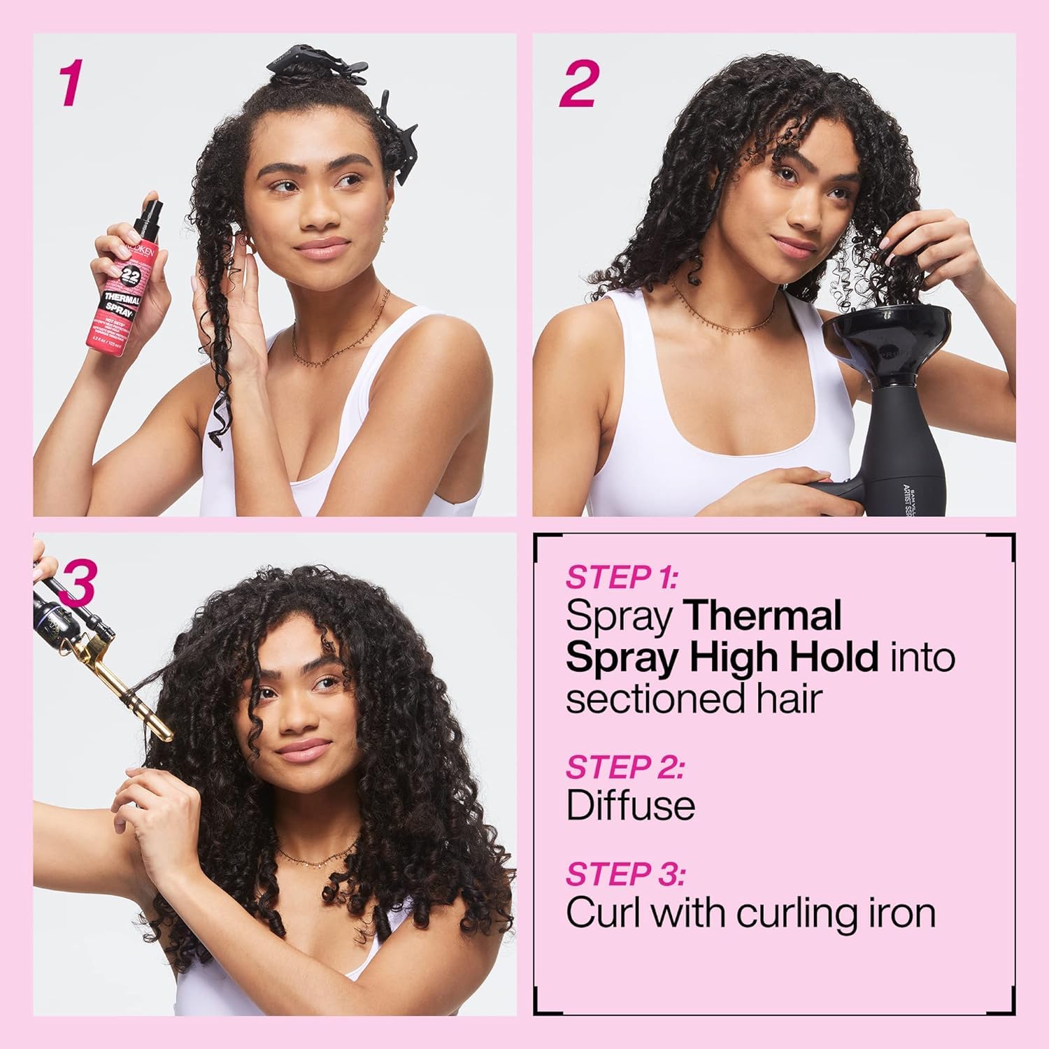 Redken Thermal Spray 22 High Hold - Thermal Heat Protectant and Setting Mist, For Curling and Flat Irons, Lasting Frizz Control & Protects Against Heat Damage - Image 5