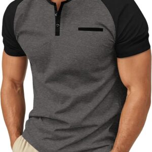 Sailwind Men’s Cotton Henley Short Sleeve Casual T-Shirts with Pocket