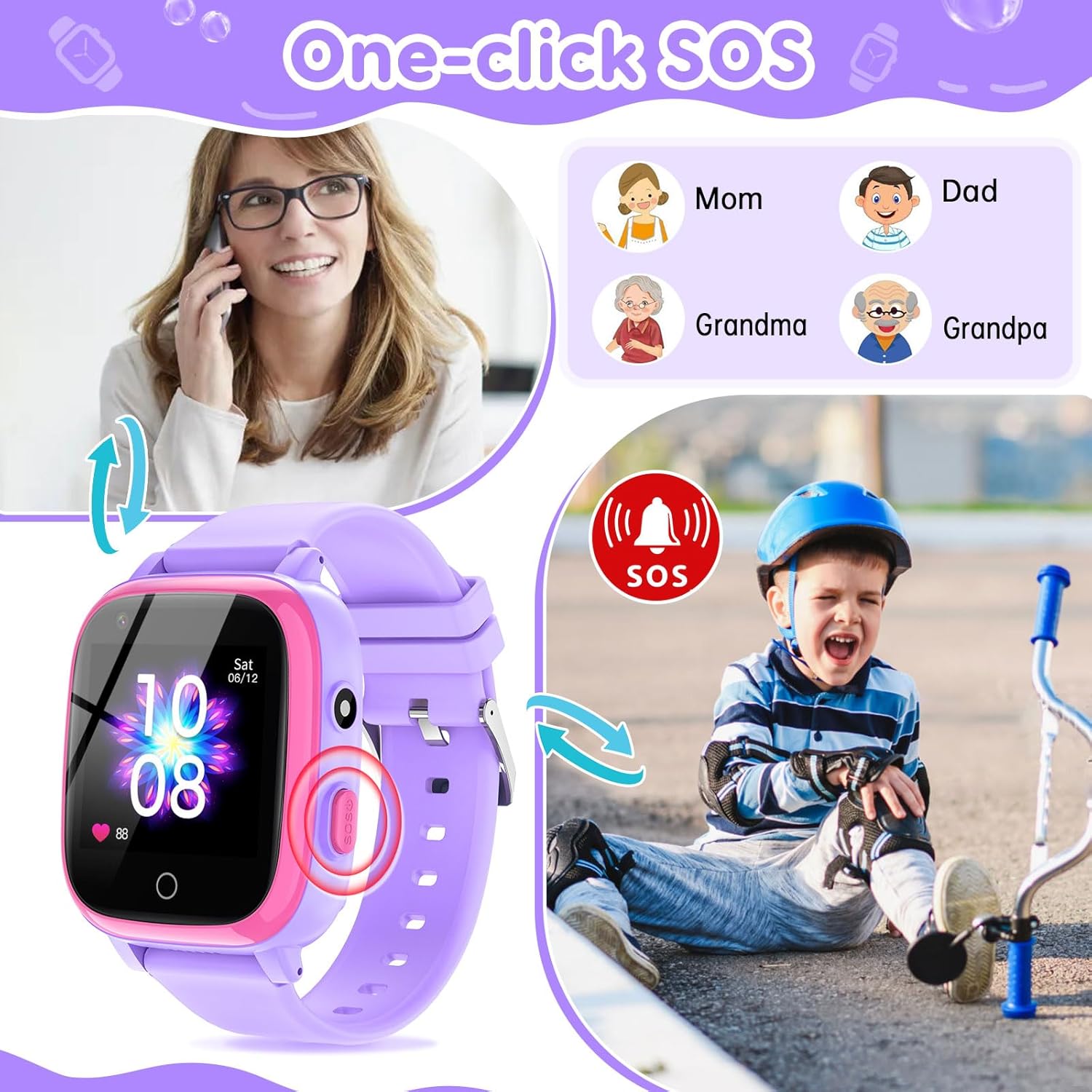 cjc 4G Smart Watch for Kids with GPS Tracker, Globally Applicable, Texting and Calling, Kids Watch for Ages 4-12 - Includes Video Call, Chat, SOS Alerts, App - Fun & Educational Birthday Gift Idea - Image 5