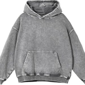 KEEPSHOWING Mens Oversized Hoodies Vintage Hoodie Couples Pullover Acid Wash Hoodies for Men Streetwear Sweatshirts