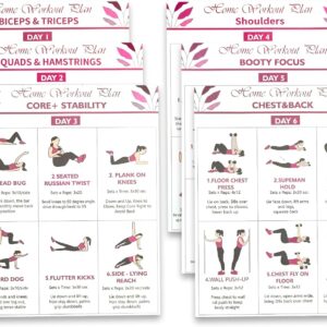 6-Pack Dumbbell Workout Posters for Beginners | Home Fitness Plan with Daily Exercise Routines for Weight Loss & Muscle Tone, Strength & Flexibility | Cycle Through Daily Guided Workouts | 8×10 Inch Charts (Red)