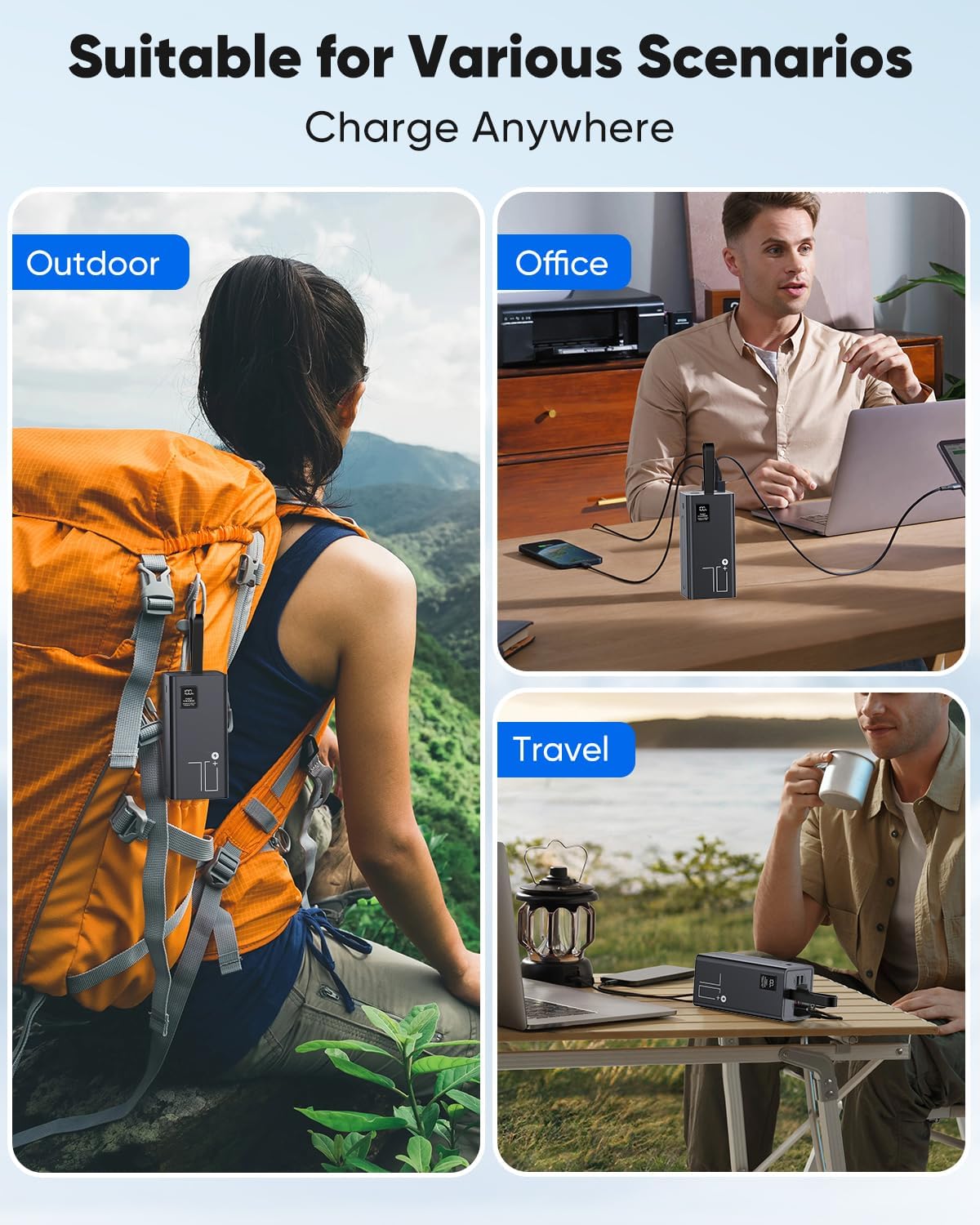 Portable Charger 70000mAh Power Bank Fast Charging, External Battery Pack High Capacity, 30W USB C Battery Bank PD&QC 3.0,5 Output 2 Input, LED Display Powerbank for iphone Tablet Camping Travel - Image 8