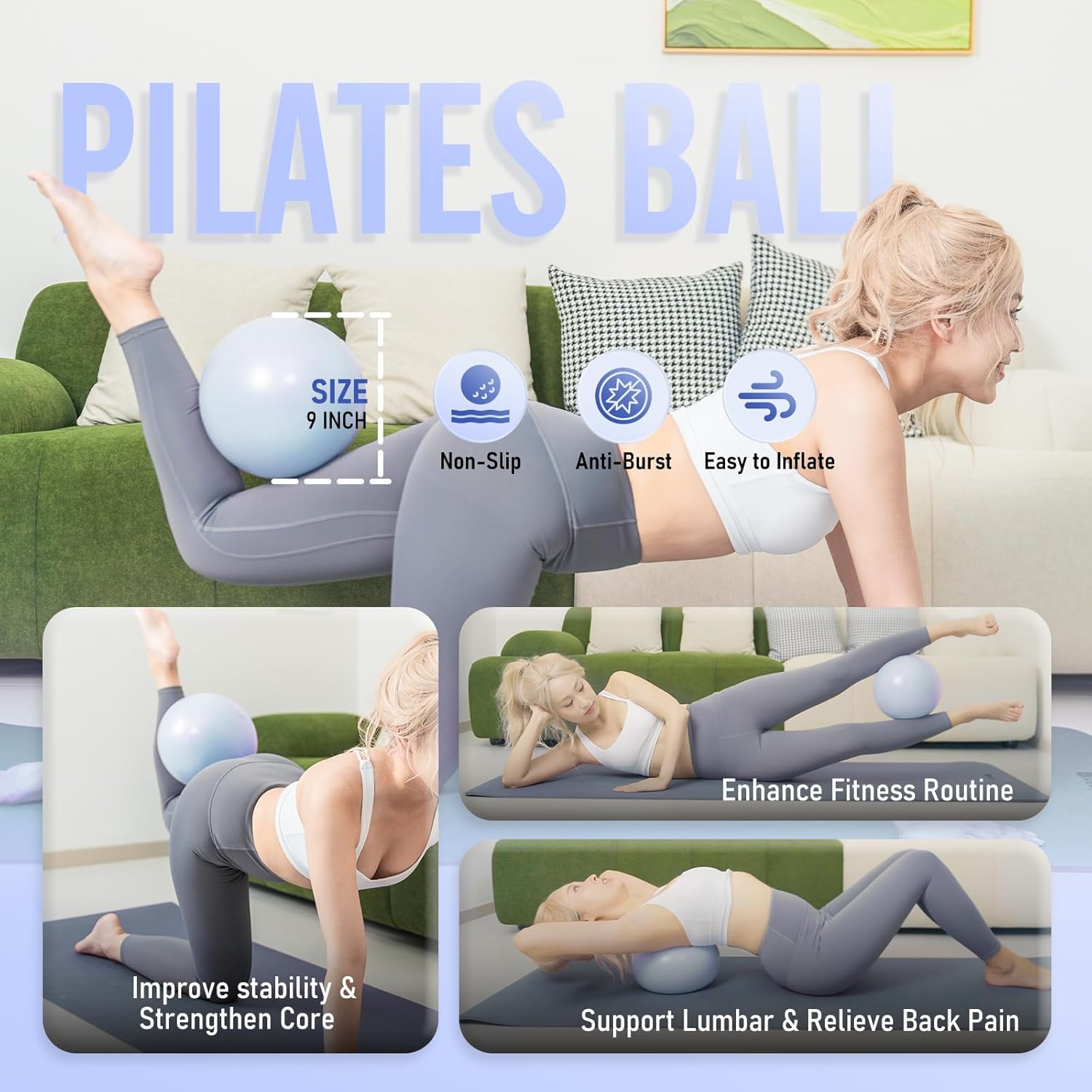 Pilates Ring Kit for Women, Pilates Equipment – 14.5" Home Magic Circle Workout with Pilates Ball, Resistance Bands, Better me Pilates Essentials Starter Set for Beginners Toning Shape Full Body - Image 4