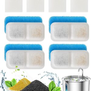 oneisall Cat Water Fountain Filters Replacement, 4 Pack for 67oz/2L Stainless Steel Fountain, Easy to Install and Clean